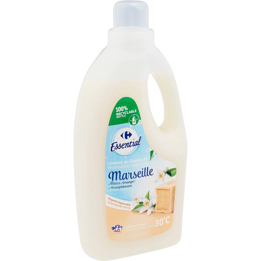 Lessive Savon Marseille Fleur D'Oranger CARREFOUR ESSENTIAL - le bidon de 2L