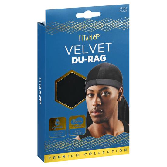 Titan Premium Collection Du-Rag, Velvet, Black