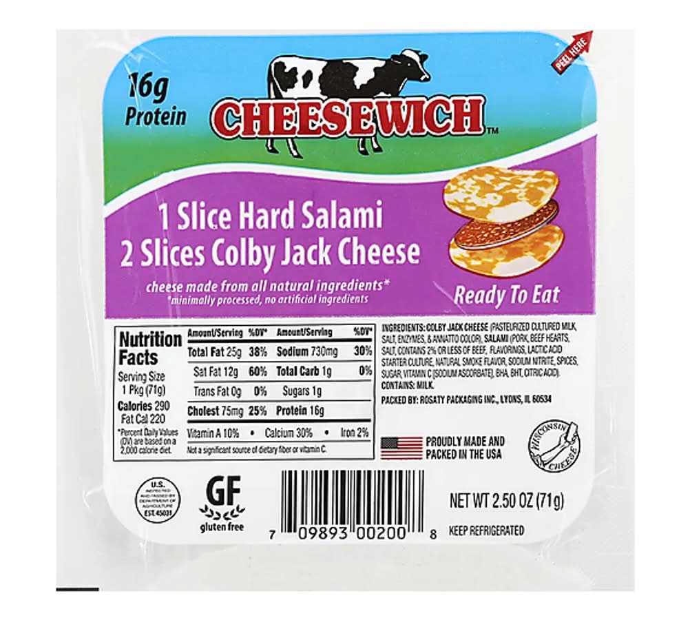 Cheesewich Colby Jack and Salami