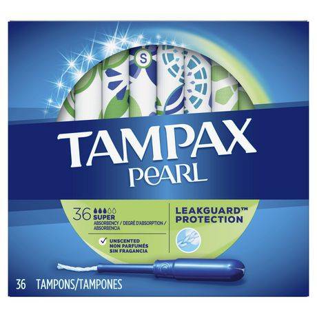 Tampax Pearl, Super, Plastic Tampons (unscented, 36 count)