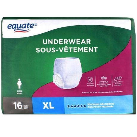 Equate Women's Maximum Absorbency Protective Underwear, XL (16 ct)