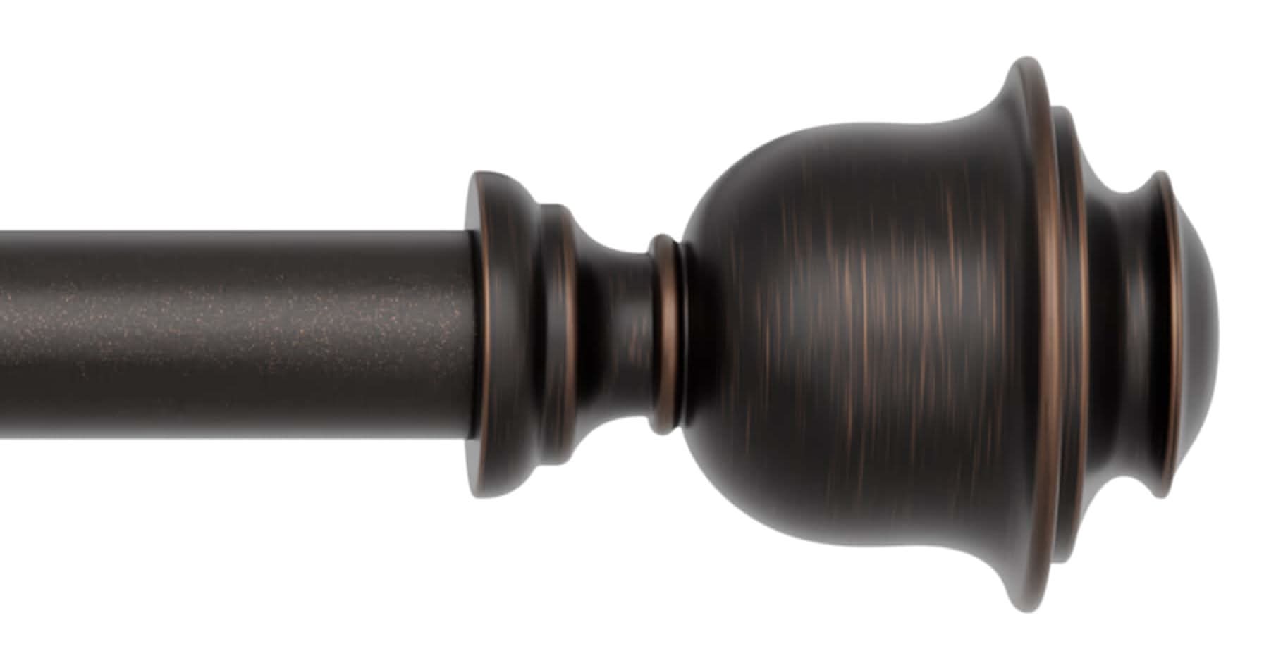 allen + roth Kirby 72-in to 144-in Dark Oil-Rubbed Bronze Steel Single Curtain Rod with Finials