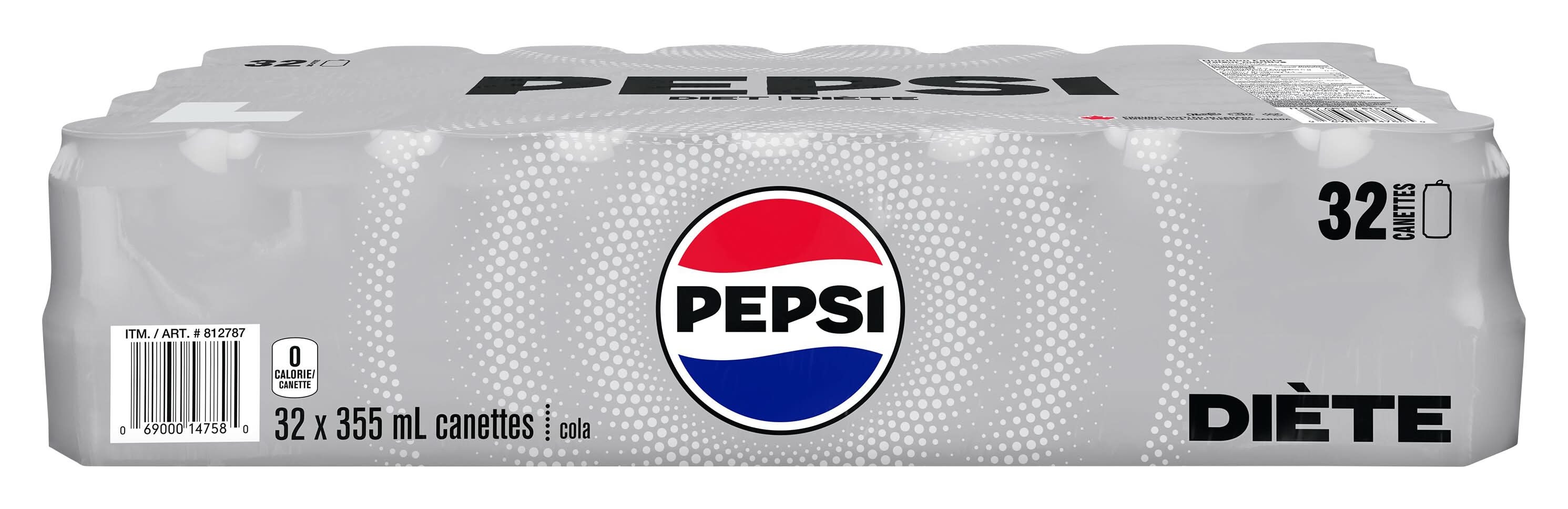 Pepsi - Diète Boisson Gazeuse 355 Ml Paquet De 32 / Pepsi Diet Cola Soda (32 x 355 ml)