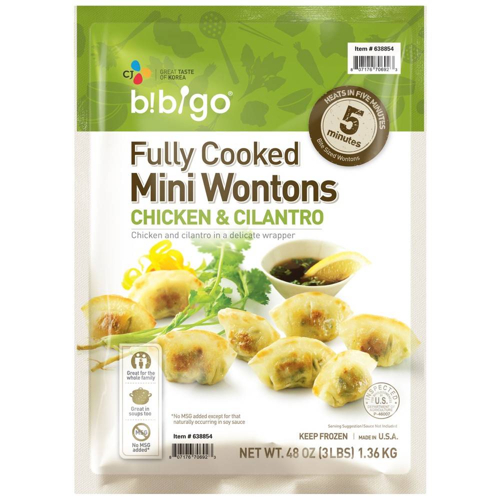 bibigo Fully Cooked Chicken & Cilantro Mini Wontons (3 lbs)