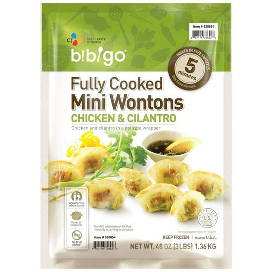 Bibigo Fully Cooked Chicken & Cilantro Mini Wontons (48 oz)