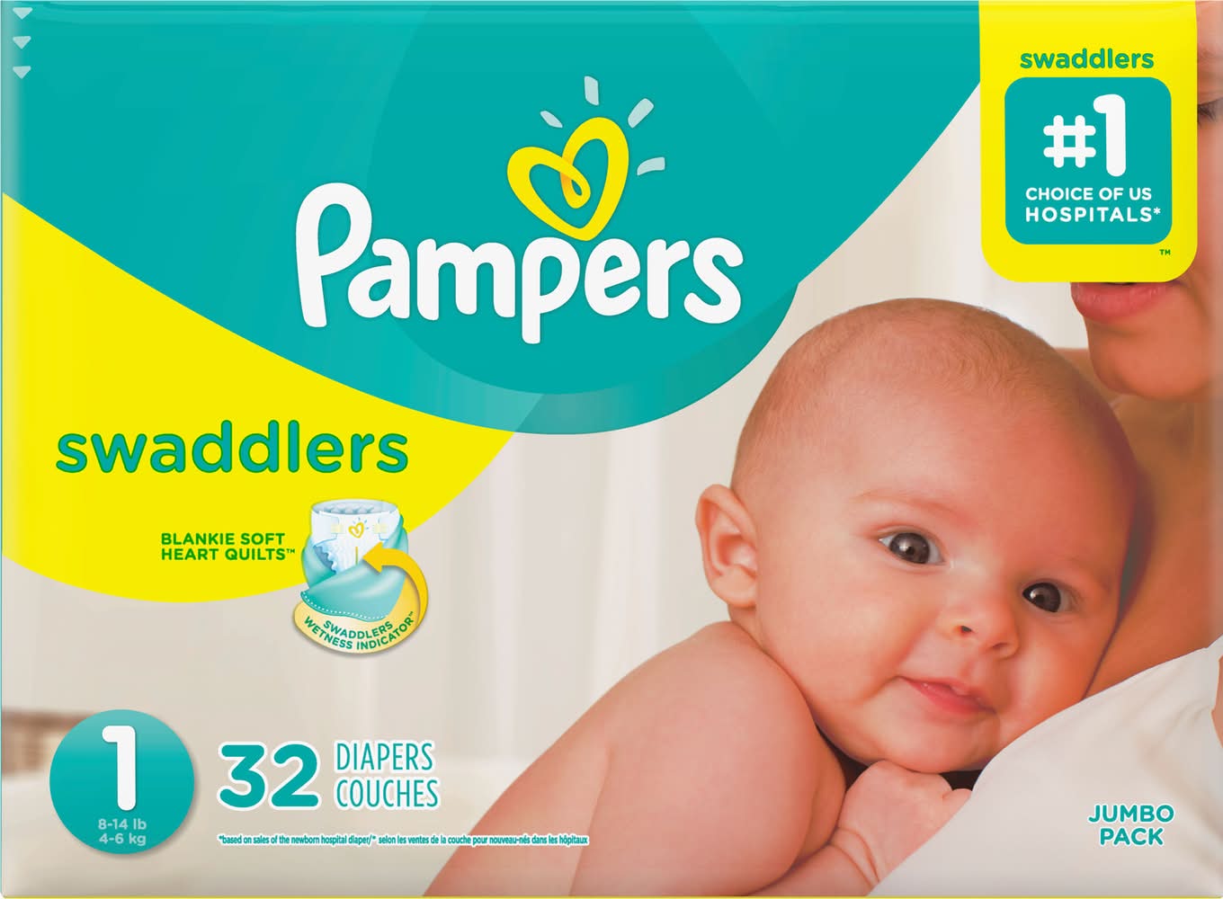 Pampers Swaddlers Size 1 (8-14 lb) Jumbo pack (1.5 kg)