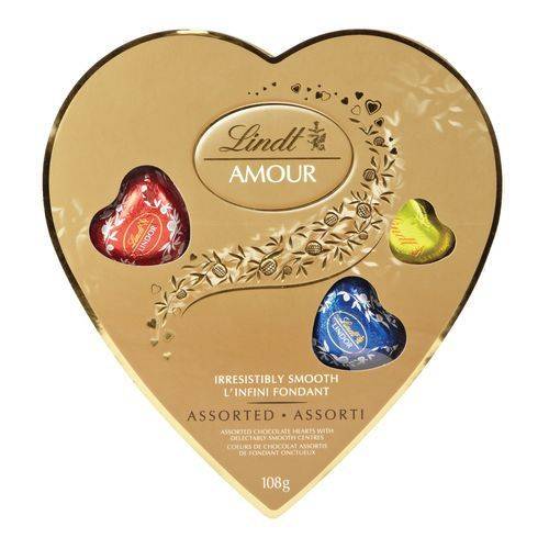Lindt cœurs lindor amour – chocolats assortis (108 g) - amour heart assorted (108 g)