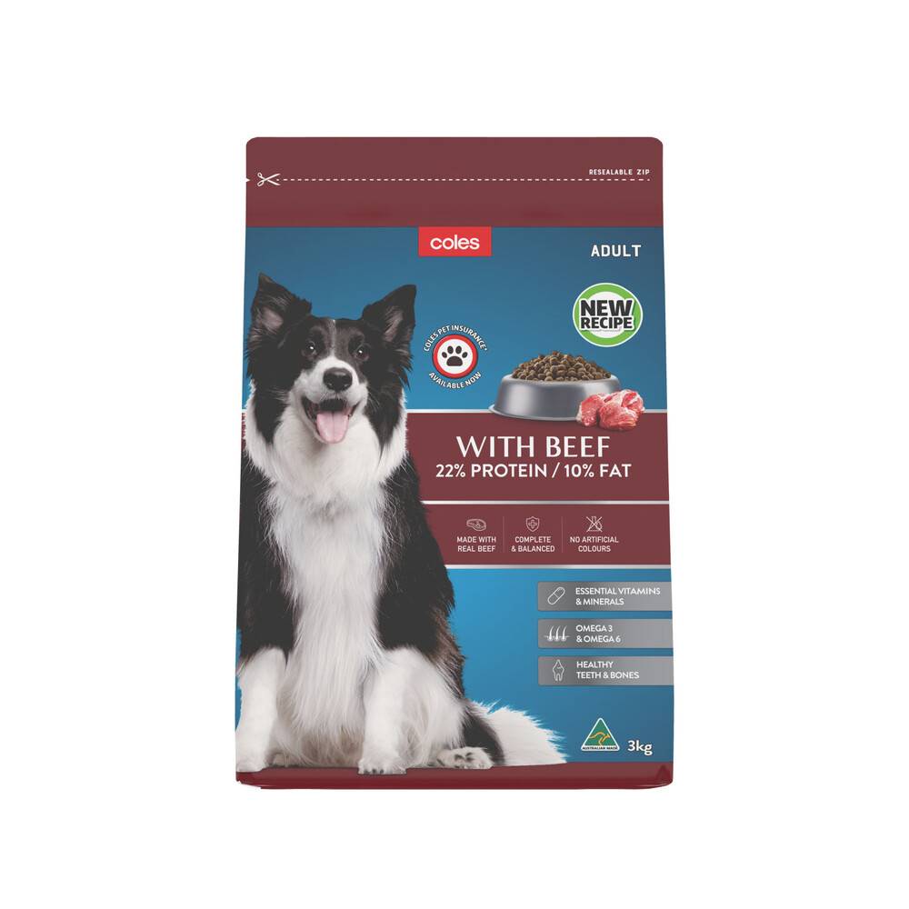 Coles Adult Dry Dog Food With Beef 3kg