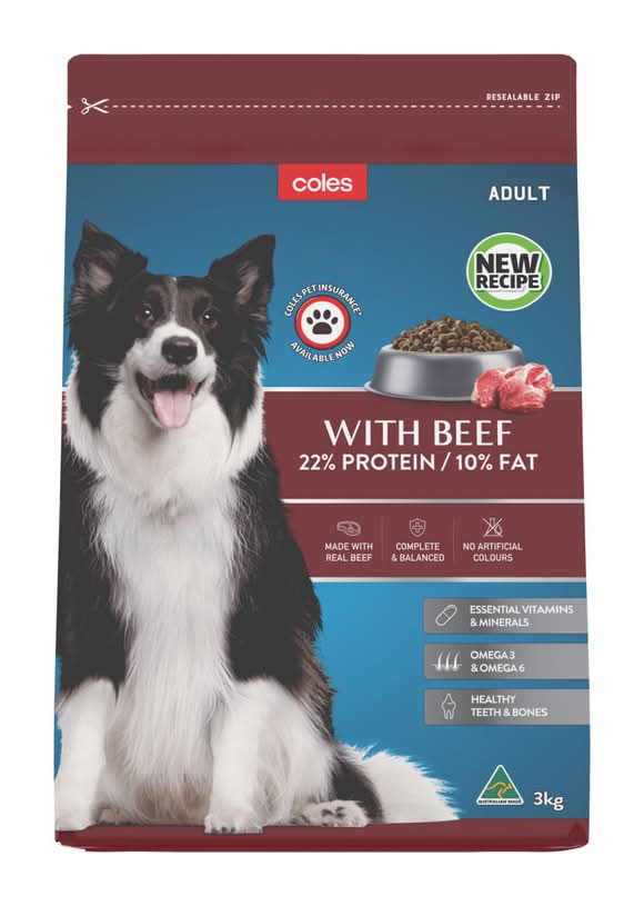 Coles Adult Dry Dog Food With Beef (3kg)