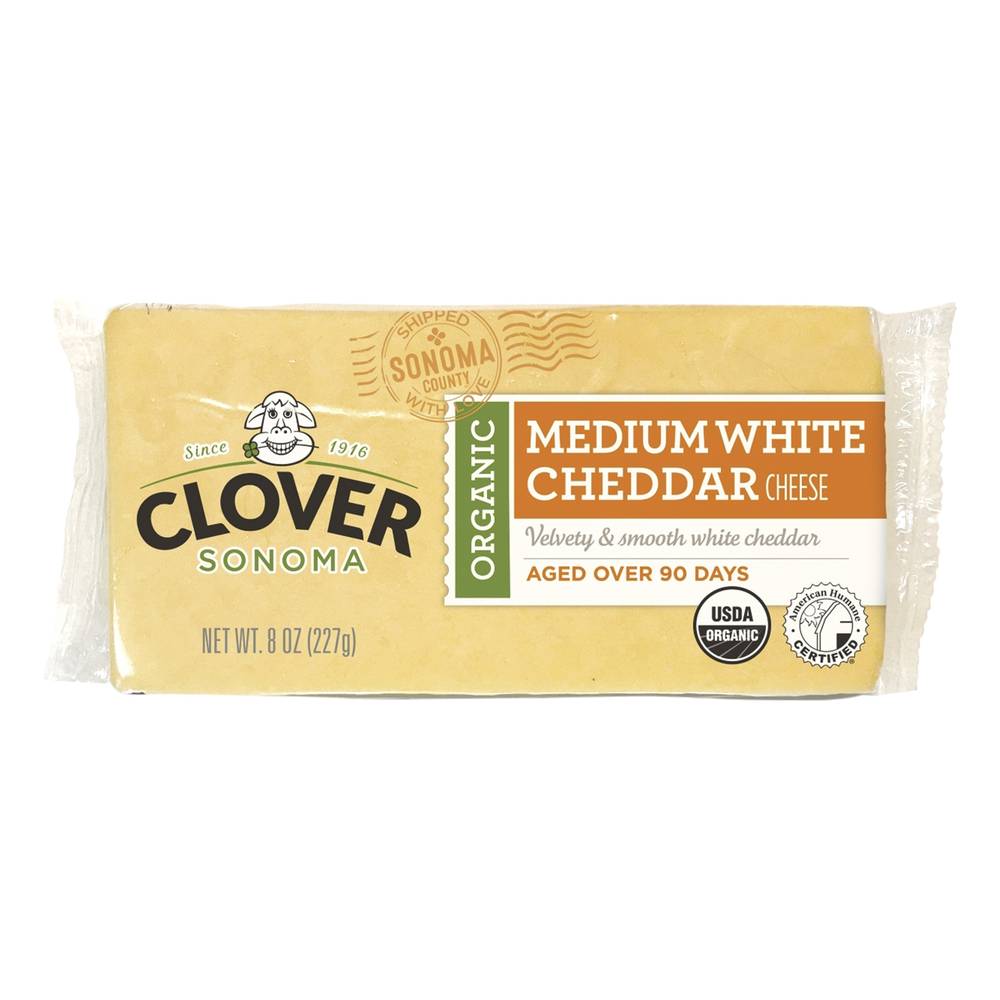 Clover Organic Cheese Medium Cheddar Block 8 Oz