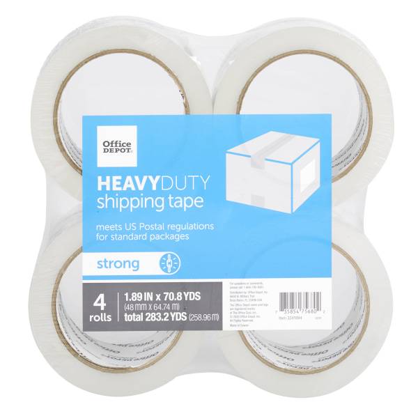 Office Depot Heavy Duty Shipping Packing Tape, 1.89" X 70.8 Yd, Crystal Clear (4 ct)