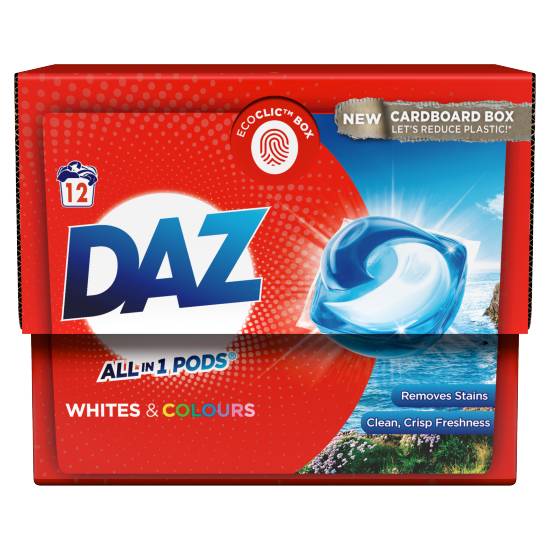 Daz All-In-1 Pods Washing Liquid Capsules, 12 Washes, Whites & Colours