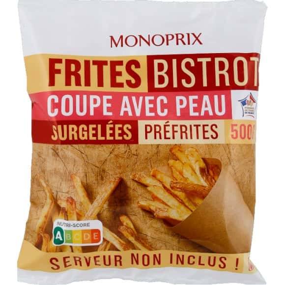 Monoprix Frites Bistrot Coupé Avec Peau Préfrites, Surgelées Le Sachet De 500G