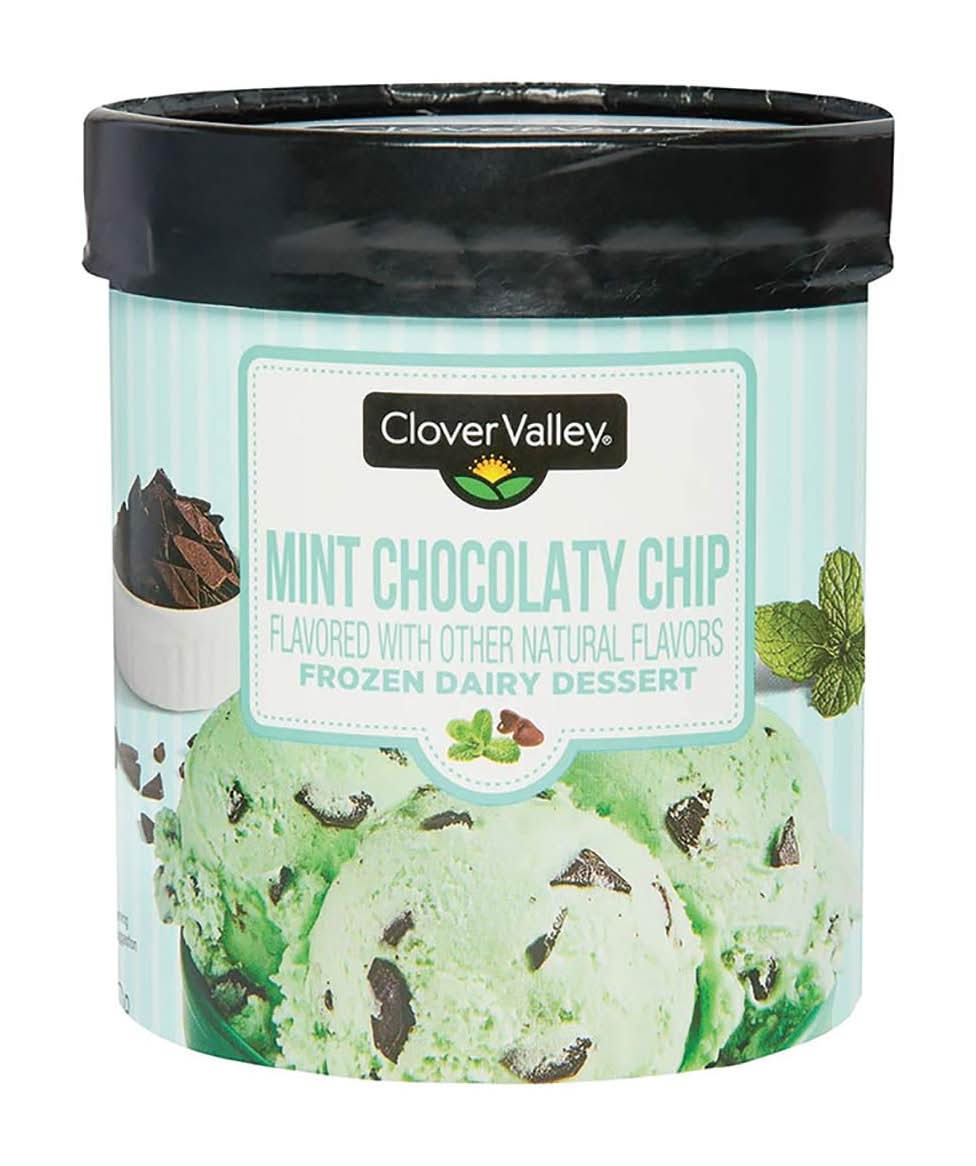 Clover Valley Frozen Dairy Dessert, Mint Chocolaty Chip (48 oz)