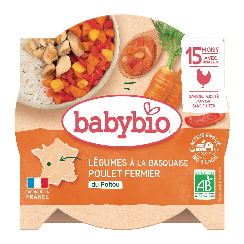 Babybio - Légumes à la basquaise poulet fermier du poitou bio 15 mois et plus (260g)