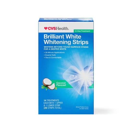 CVS Health Brilliant White Whitening Strips, Coconut, 14 Treatments