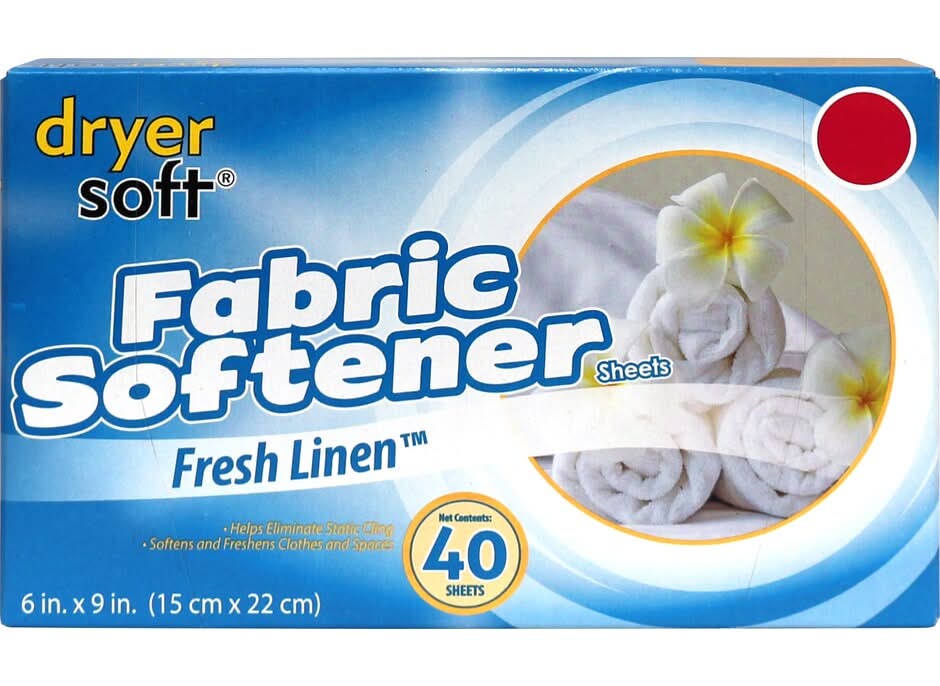 Breezy Dryersoft Fresh Linen Fabric Softener Sheets, 6x9 in (40 ct)