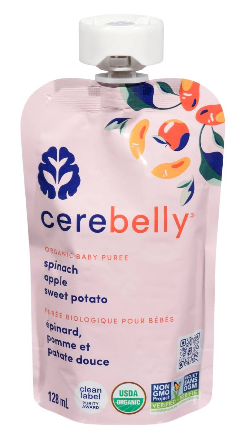 Cerebelly Spinach Apple Sweet Potato Organic Baby Puree (128 ml)