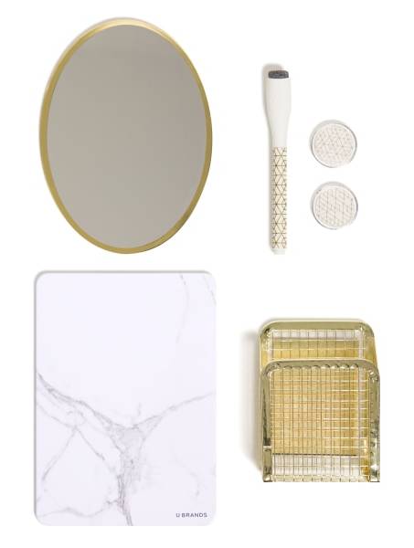 U Brands® Magnetic Marble Chic Locker Accessory Kit, Multicolor, Set Of 6 Items