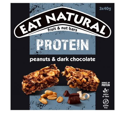 Eat Natural Peanuts & Dark Chocolate, Protein Fruit & Nut Bars (3 x 40g)