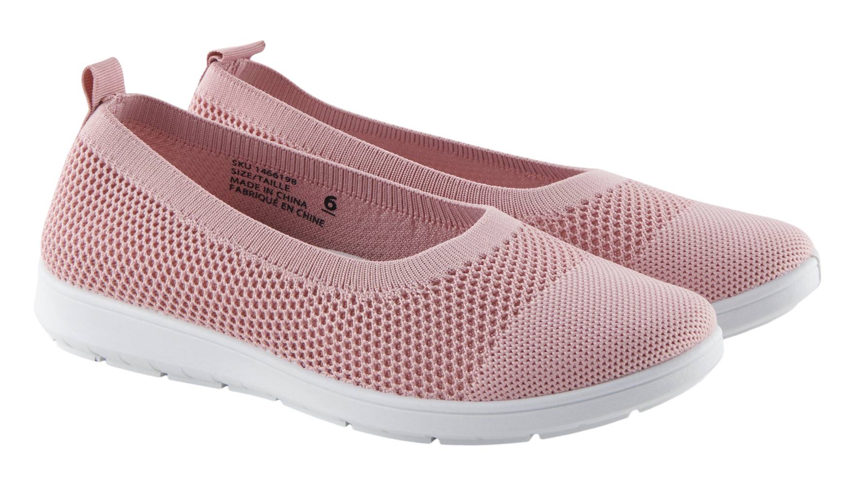 Classic Editions Women's Mesh Knit Slip-On Flats (6, Blush)