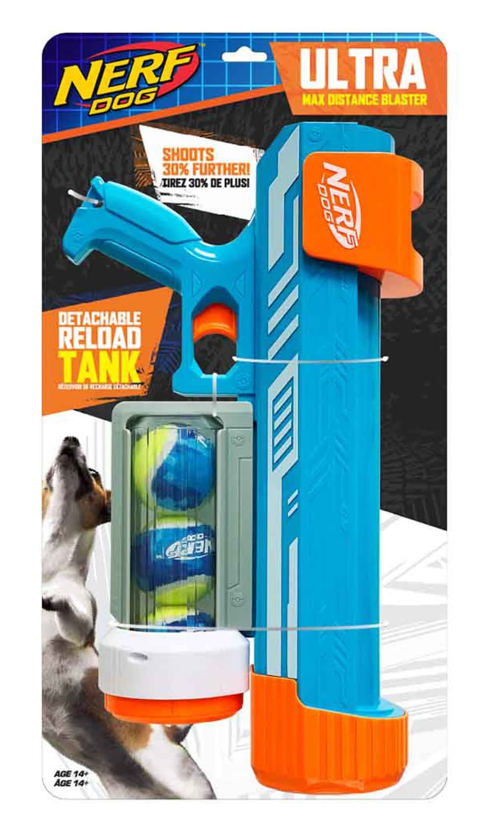 Nerf Dog Ultra Max Distance Tennis Ball Blaster Dog Toy 3 Pack (Color: Blue)