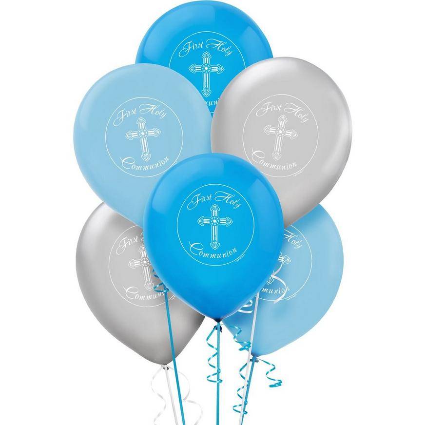 Uninflated 15ct, First Communion Balloons - Blue