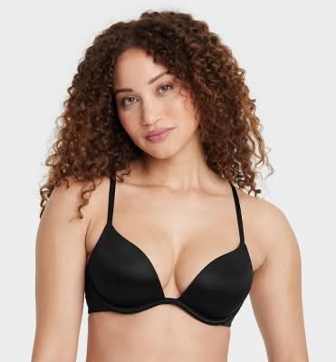 Auden Super Push Up Plunge Bra, Women, 34A, Black
