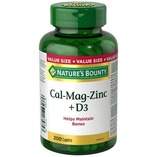 Nature's Bounty Cal-Mag-Zinc + D3 Value Size (200 caplets)