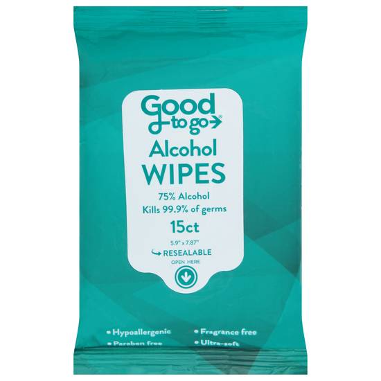 Good To Go Fragrance Free Alcohol Wipes (15 ct)