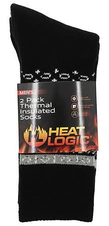 Heat Logic Thermal Insulated Socks, Men, Black (2 ct)
