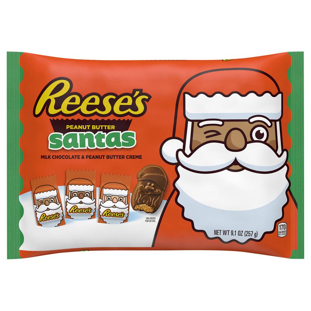 Reese's Milk Chocolate & Peanut Butter Creme Santas Christmas Candy (9.1 oz)