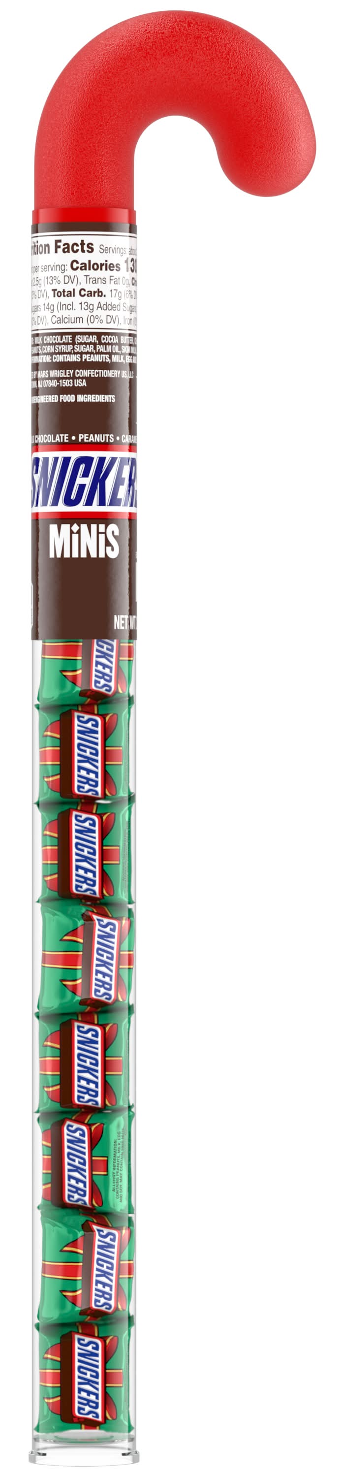 Snickers Minis Milk Chocolate Christmas Candy Cane Tube (2.14 oz)