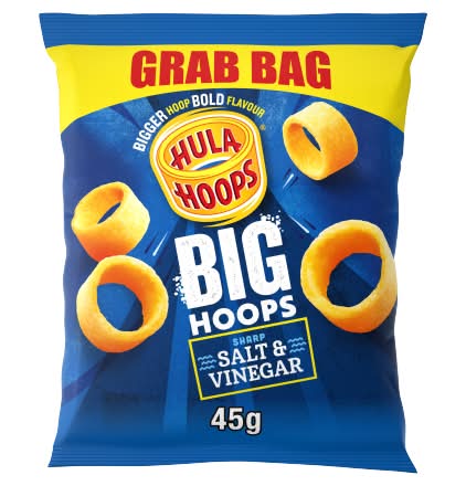Hula Hoops Salt & Vinegar, Big Hoops Grab Bag Crisps (45g)