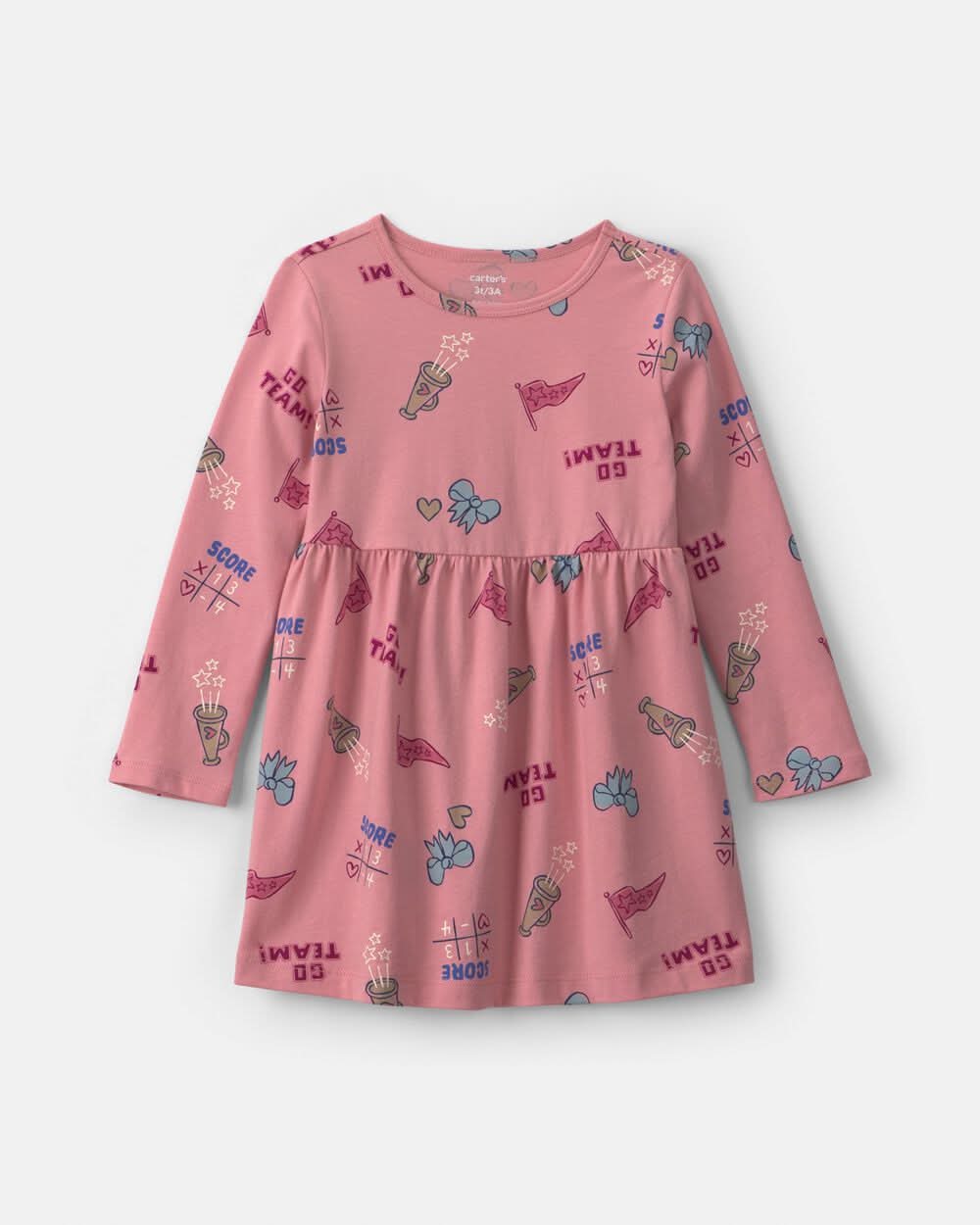 Toddler Girl School Spirit Long-Sleeve Dress - Pink - 12M