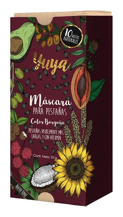 Yuya · Máscara de pestañas con 10 aceites naturales, borgoña (10 g)