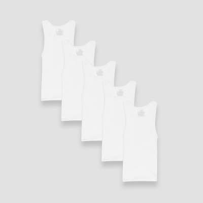 Hanes Boy's Solid Ribbed Tanks, M, White (5 ct)