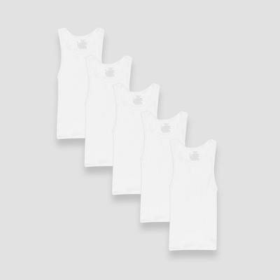 Hanes Boy's Solid Ribbed Tanks, M, White (5 ct)