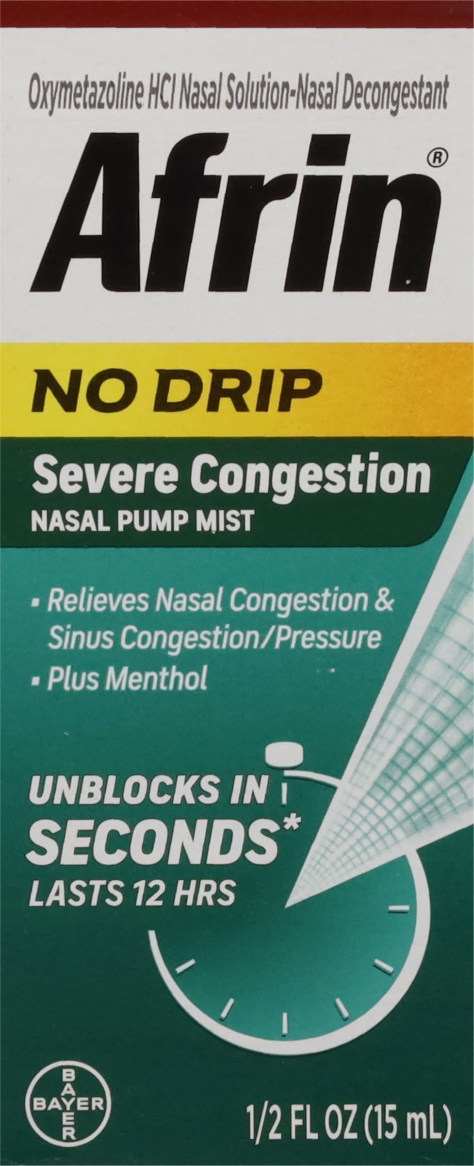 Afrin No Drip Severe Congestion Pump Mist Nasal Spray (0.5 fl oz)