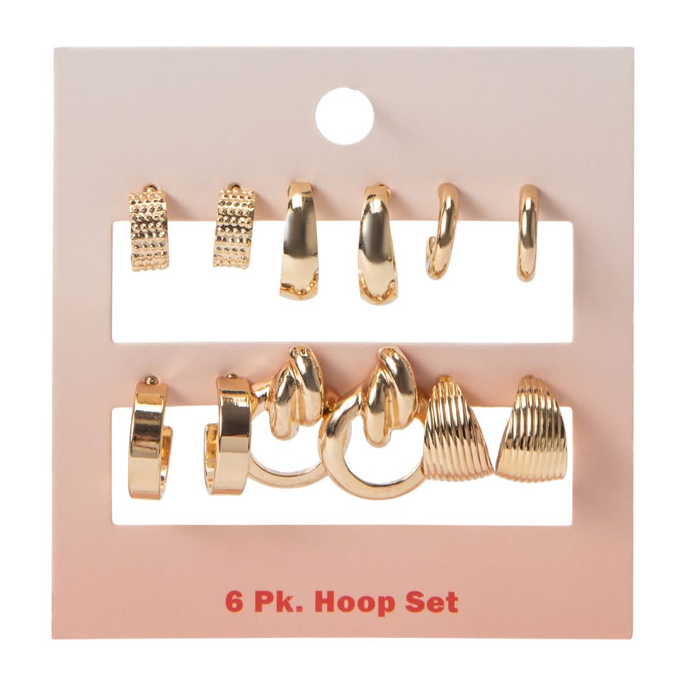 Hoop Set 6-Pack Double Knot Chunky Hoops