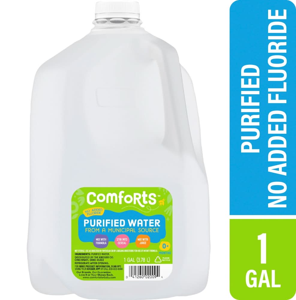 Comforts No Added Fluoride Purified Baby Water 0+ m (1 gal)