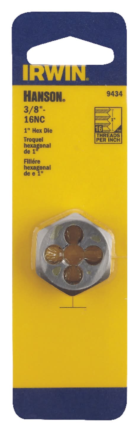IRWIN Hanson High Carbon Steel Sae Hexagon Die 3/8 In. 1 Pc