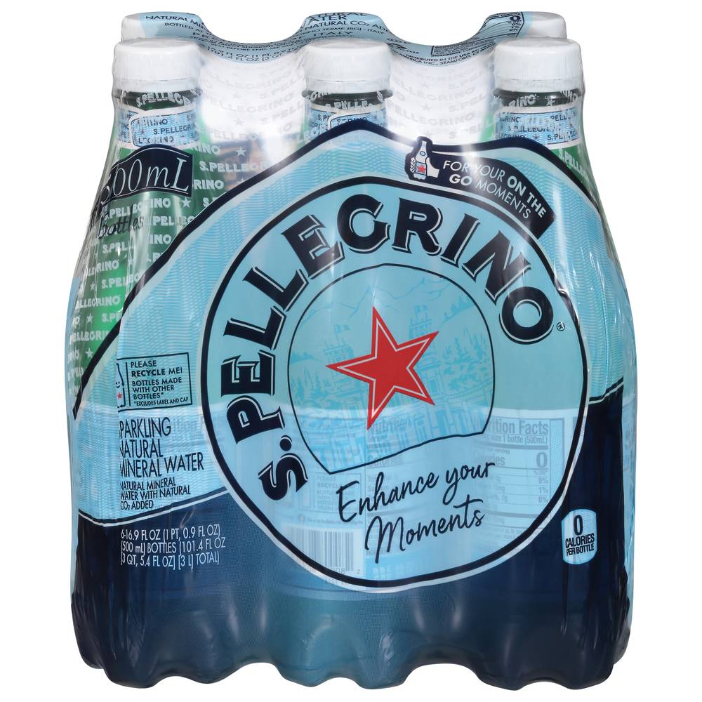 San Pellegrino Sparkling Natural Mineral Water (6 x 16.9 fl oz)