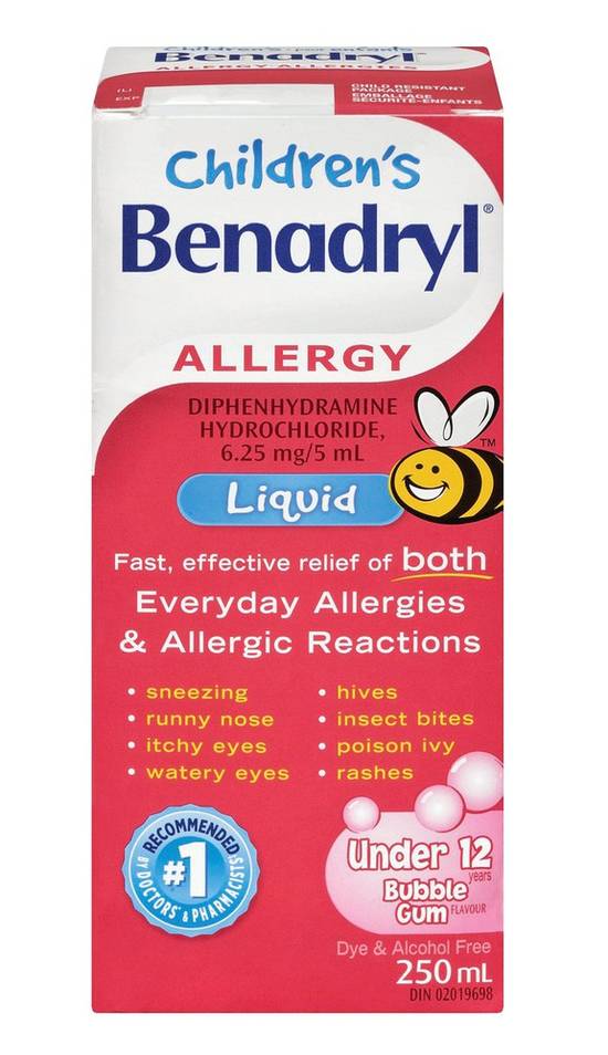 Benadryl Children's Allergy Bubble Gum Syrup (250 ml)