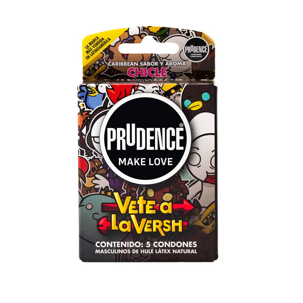 Prudence condones vete a la versh sabor y aroma chicle (pack 5 piezas)