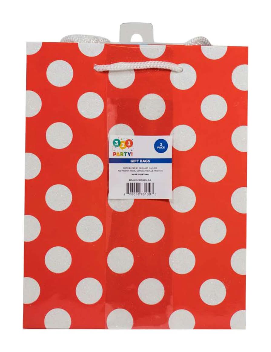 3-2-1 Party Birthday Gift Bags, Assorted (2 ct)