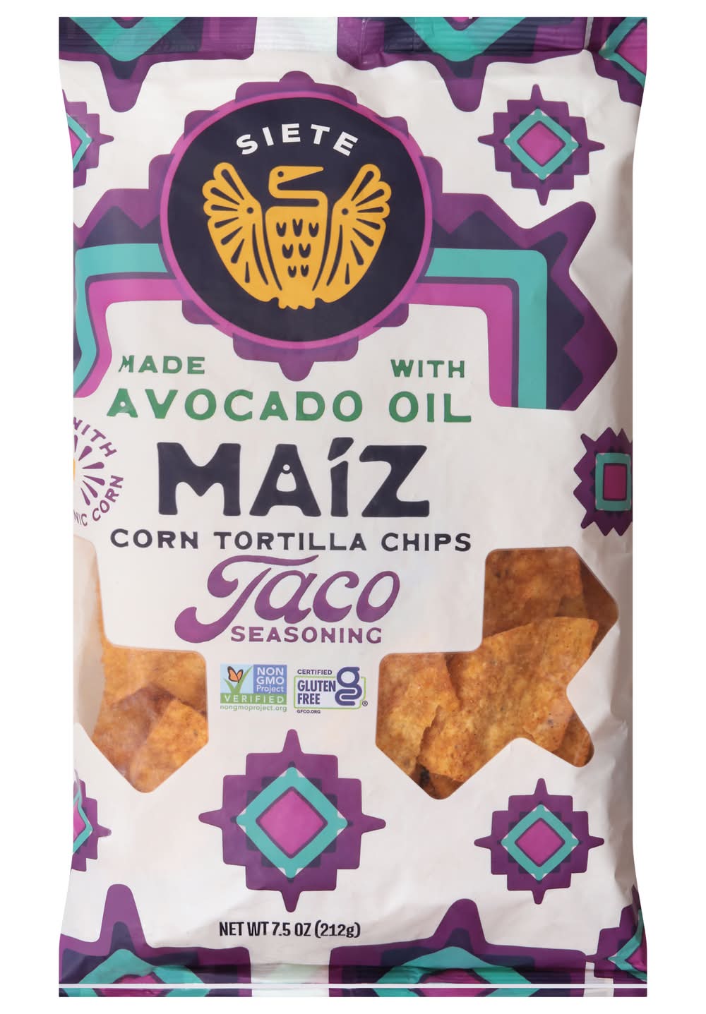 Siete Foods Organic Corn Tortilla Chips, Taco Seasoning (7.5 oz)