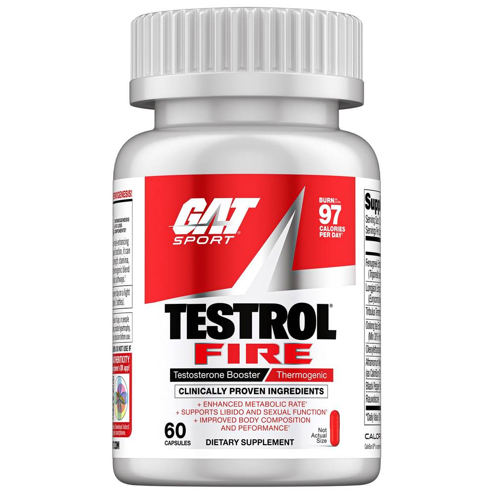 Testrol Fire Testosterone Booster & Thermogenic - Supports Libido & Sexual Function (60 Capsules)