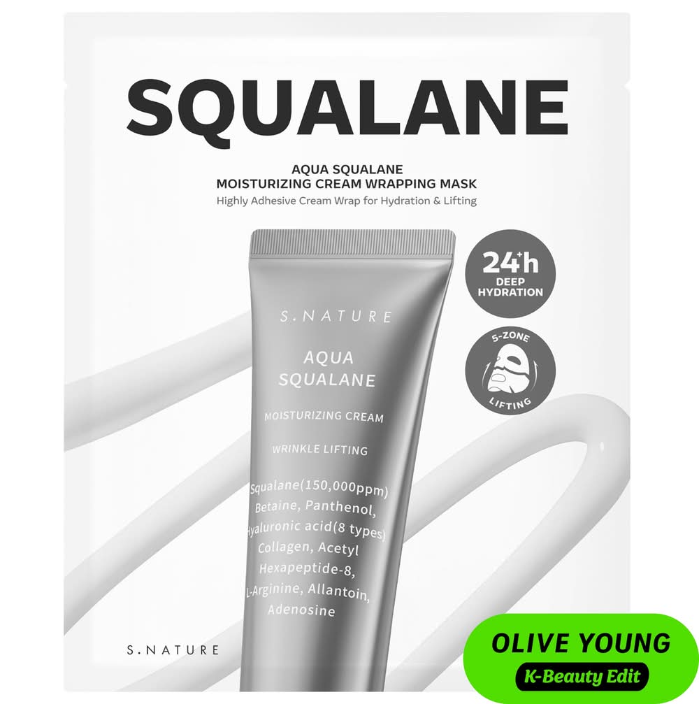 S.Nature Aqua Squalane Cream Wrapping Sheet Mask for Hydration, Firming & Lifting, 4 Sheets 4 masks/pack