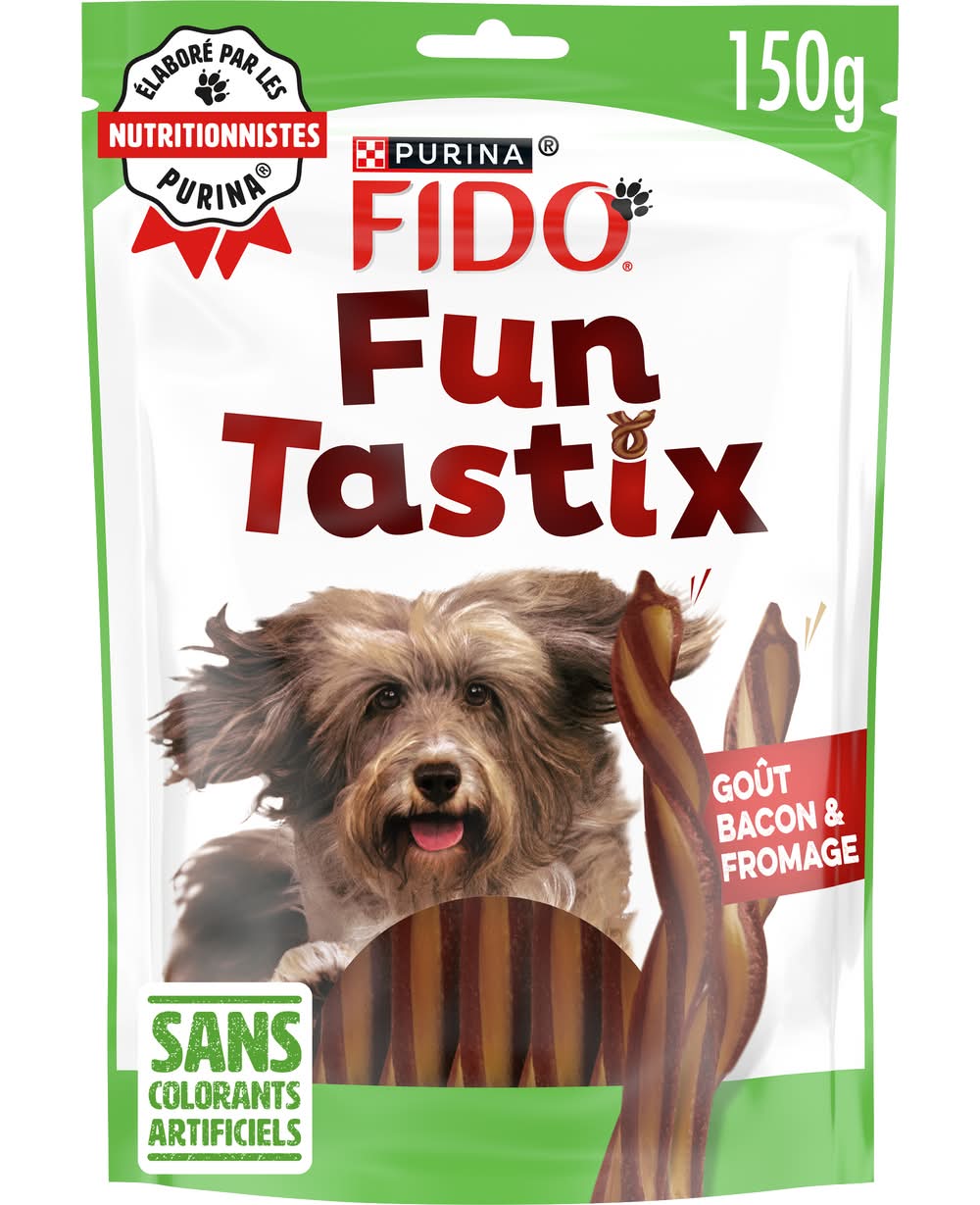 Purina - Fido fun tastix friandises pour chien au goût bacon et fromage (150g)